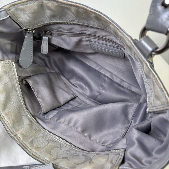 COACH F19042 Patent Leather Canvas Jacquard Logo Monogram Tote Bag Purse - Picture 14 of 16